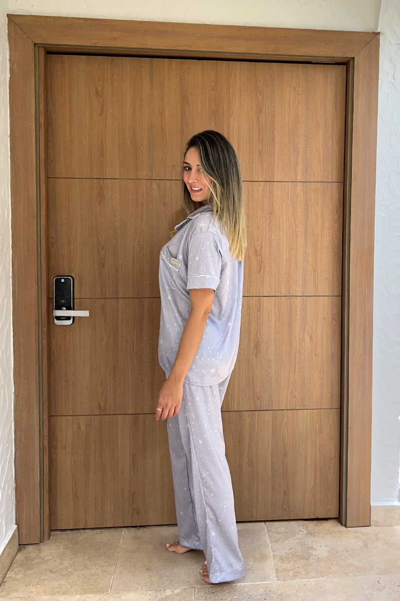 Pijama Pantalón Camisa Manga Corta Lluvia de Estrellas