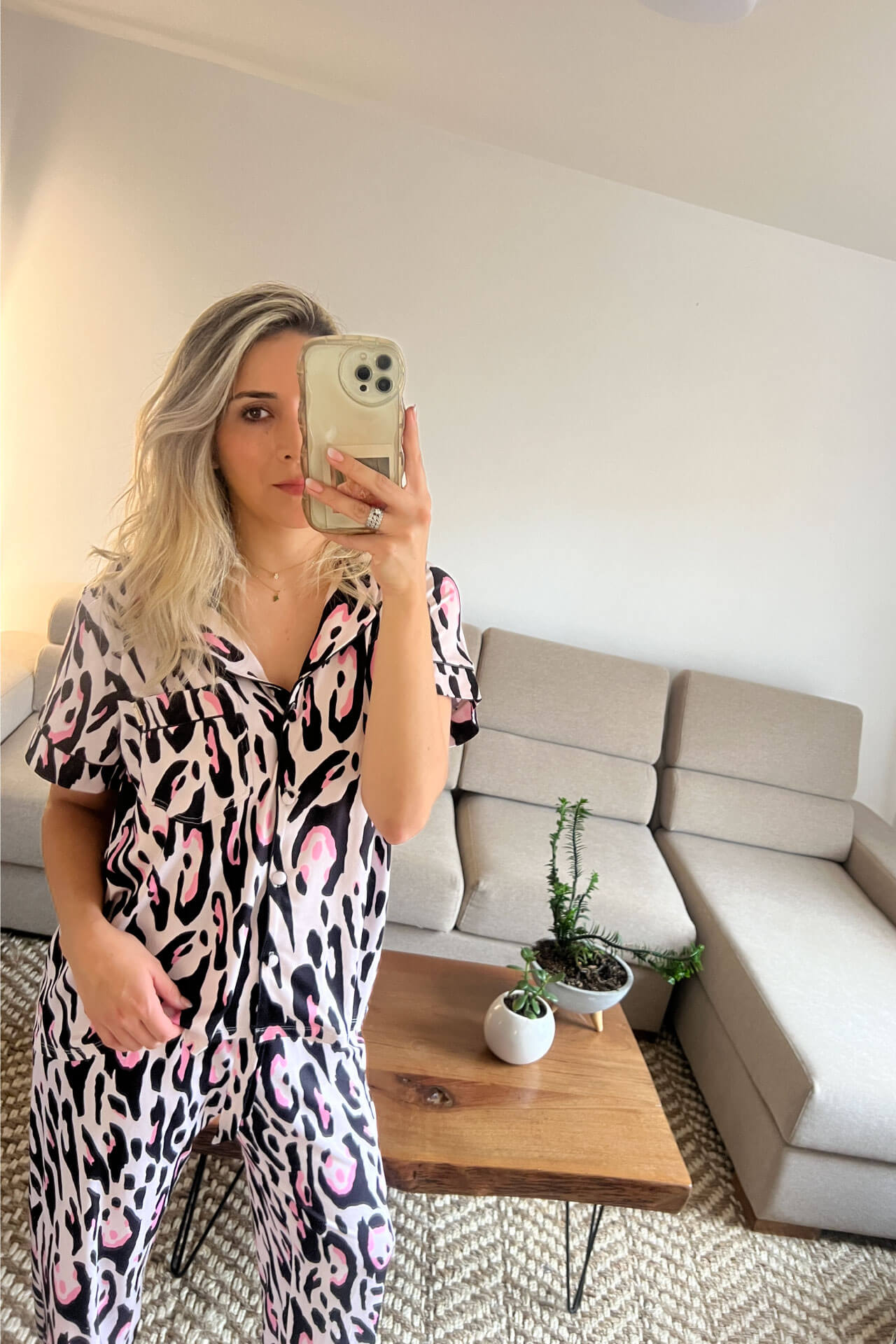 Pijama Pantalón Cebra Negro Rosa