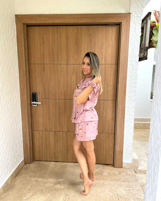 Pijama Short Camisa Manga Corta Honguitos del Bosque Secreto