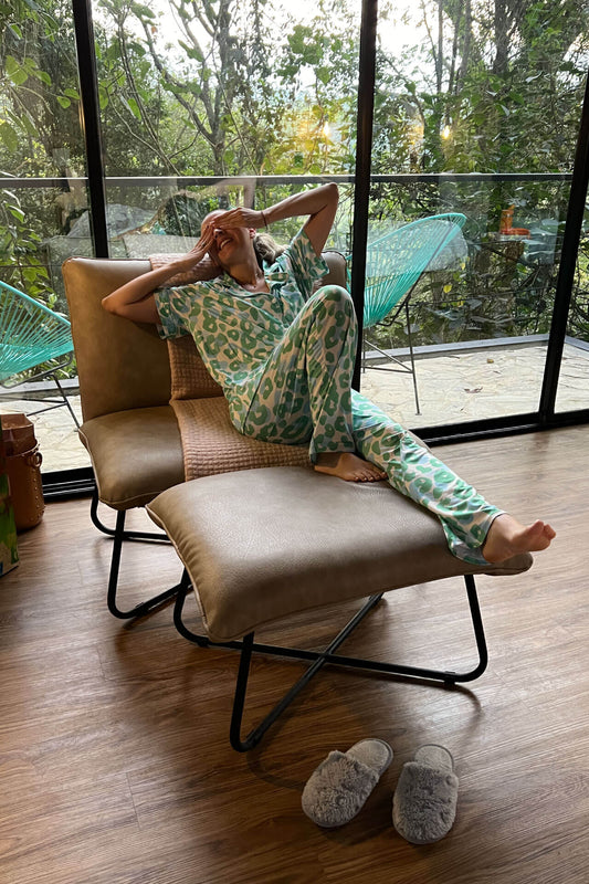 Pijama Pantalón Animal Print Verde Azul