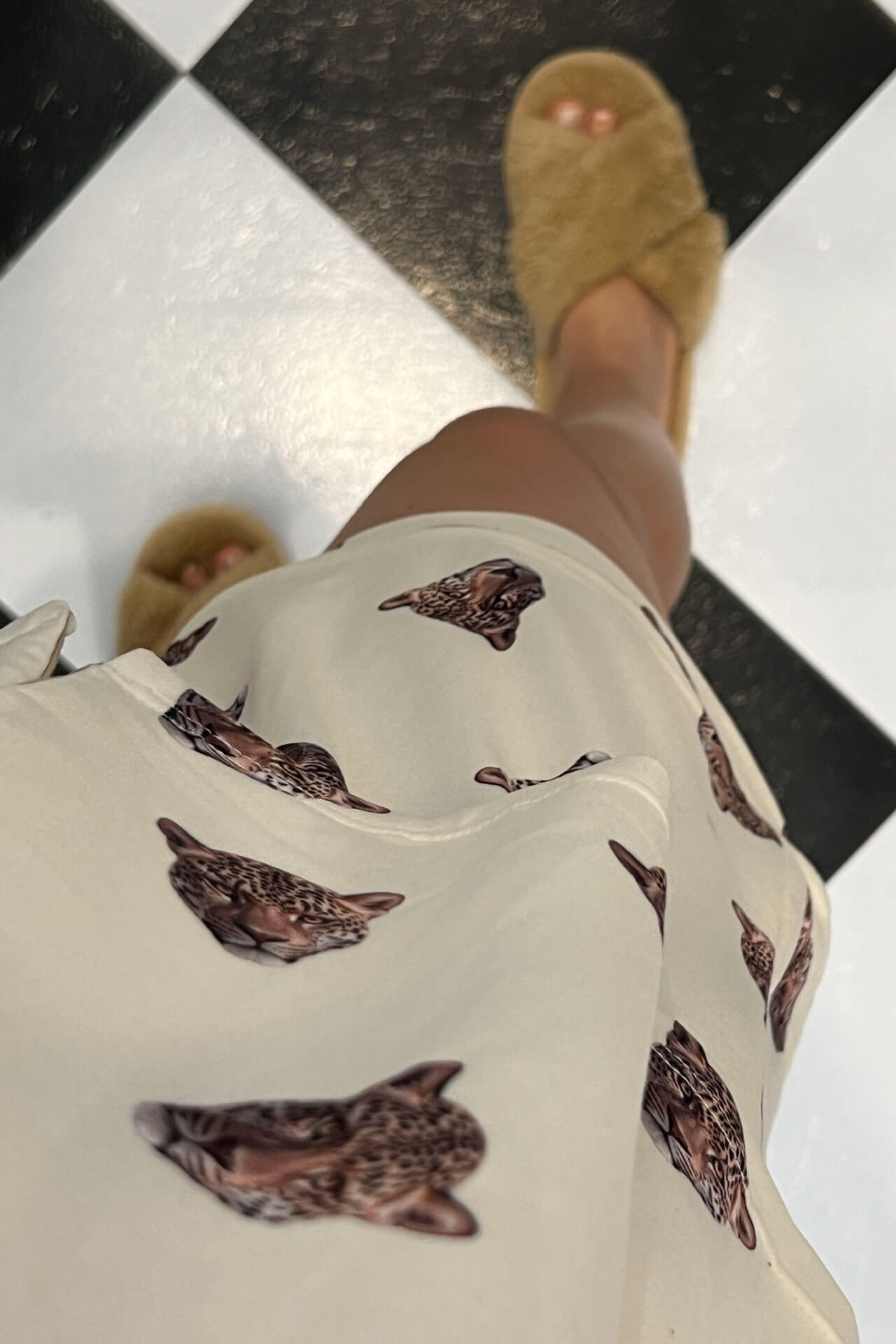 Pijama Short Camisa Manga Corta Cara de Leopardo