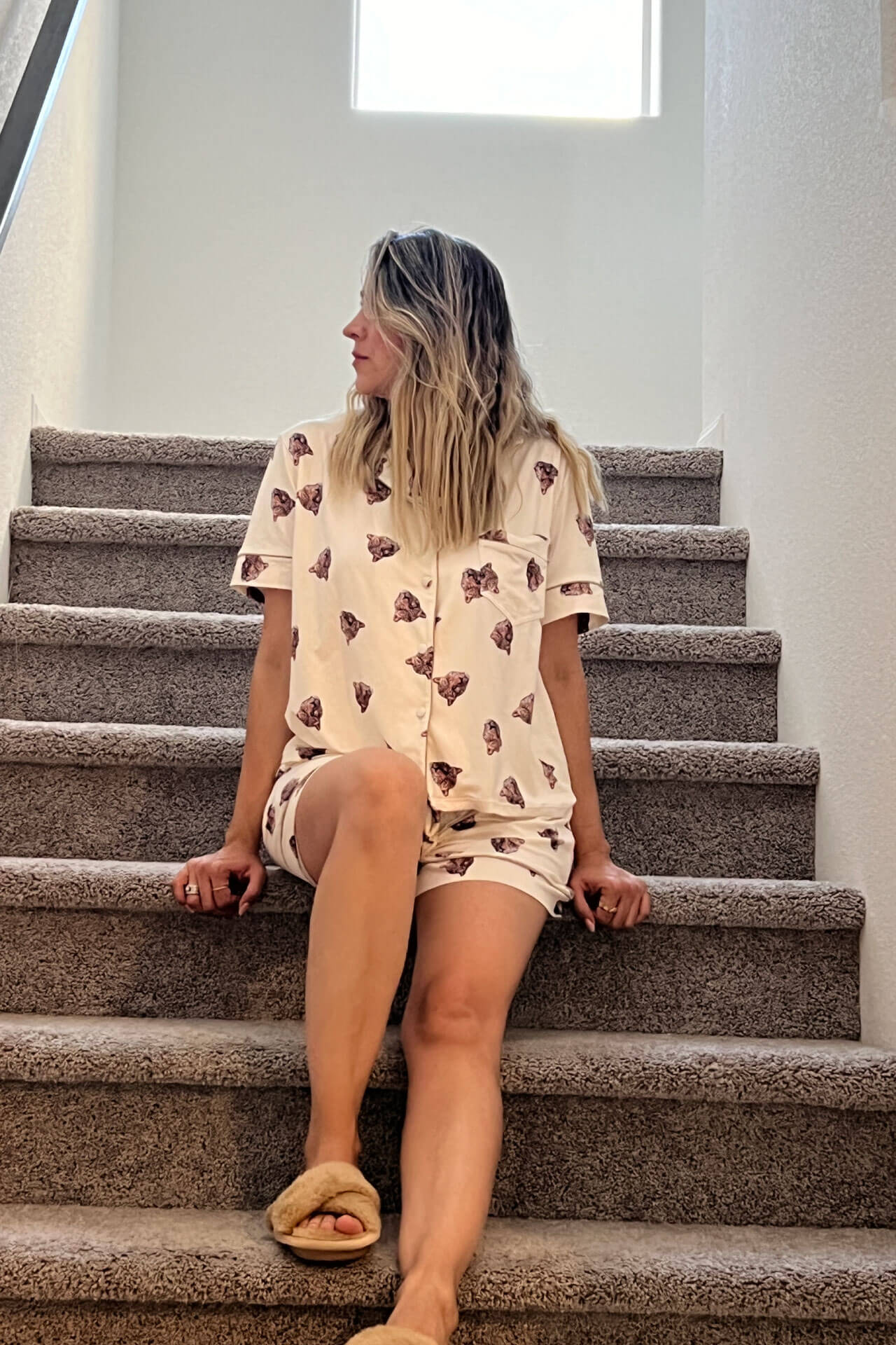 Pijama Cara de Leopardo Short Camisa Manga Corta