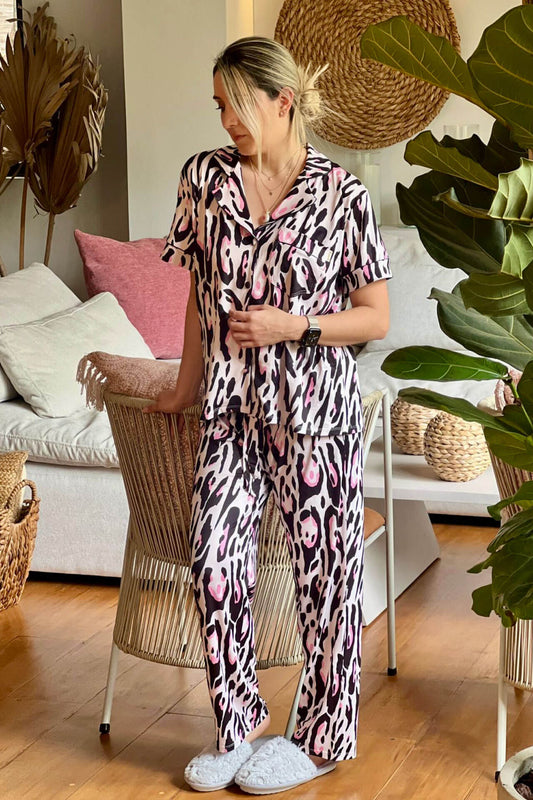 Pijama Pantalón Cebra Negro Rosa