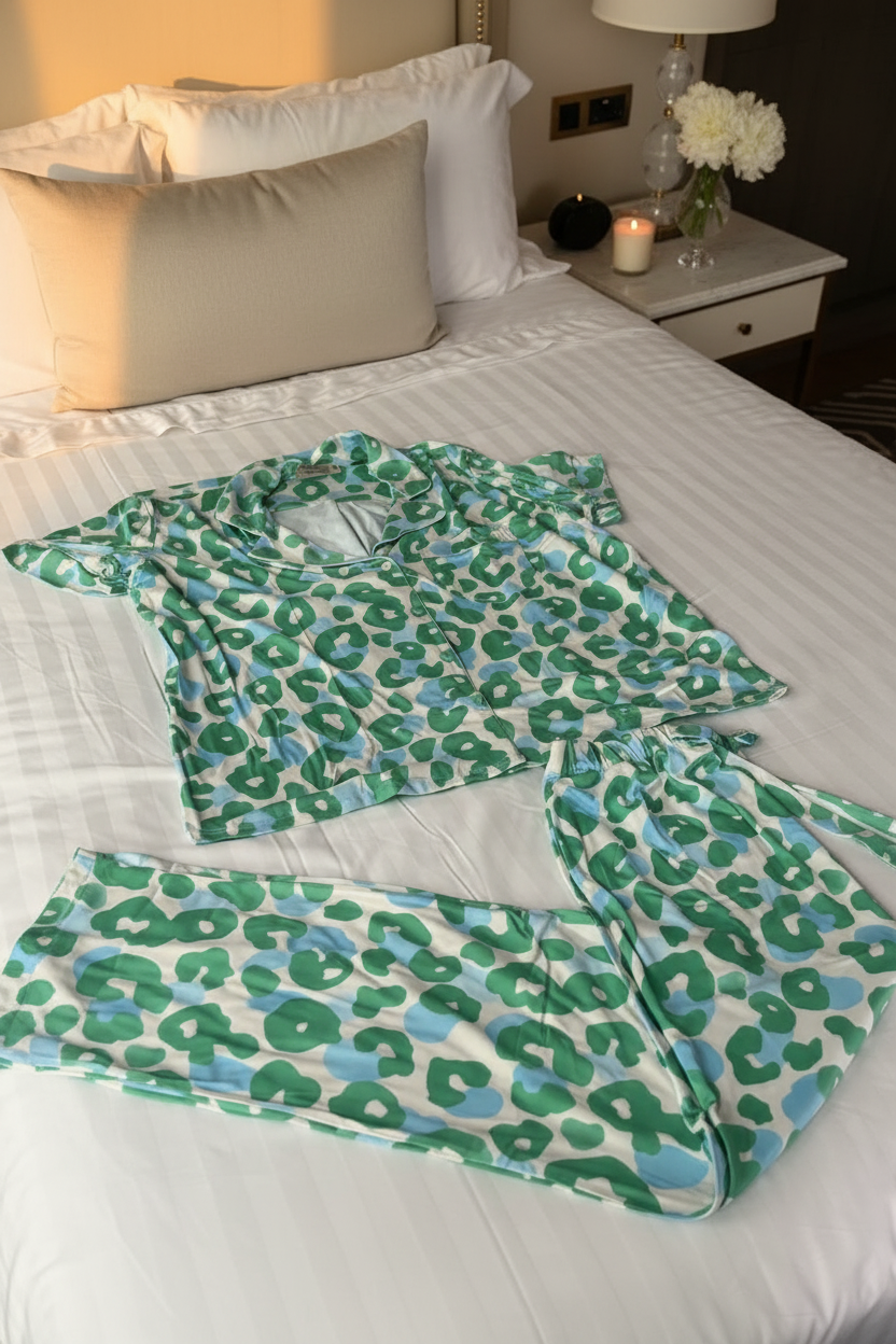 Pijama Pantalón Animal Print Verde Azul