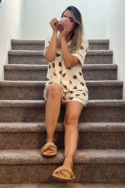 Pijama Short Camisa Manga Corta Cara de Leopardo