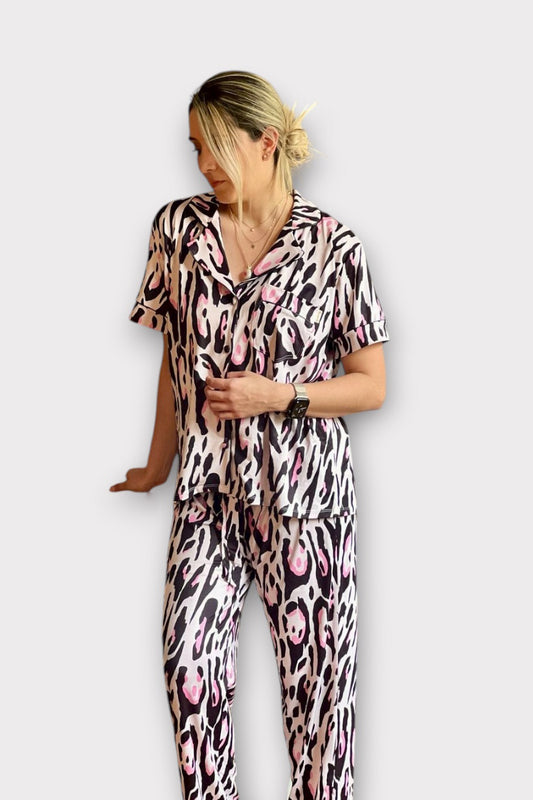 Pijama Pantalón Cebra Negro Rosa