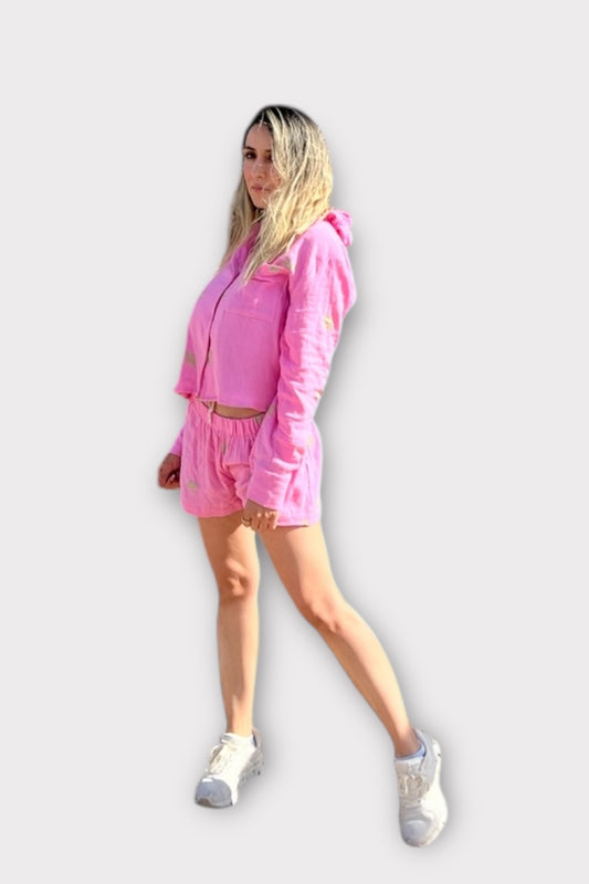 Pijama  Short Cactus Camisa Manga Larga