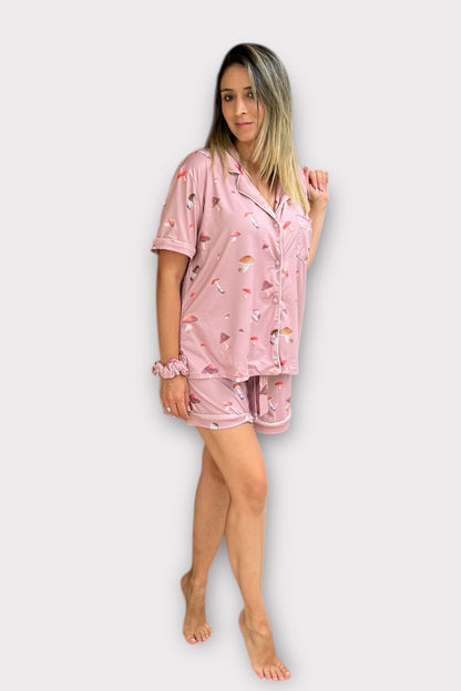 Pijama Short Camisa Manga Corta Honguitos del Bosque Secreto