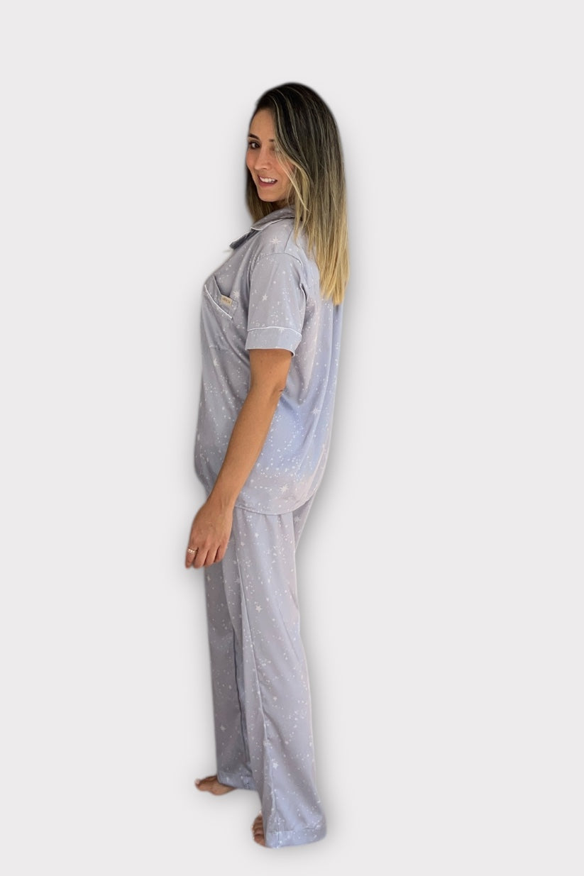 Pijama Pantalón Camisa Manga Corta Lluvia de Estrellas