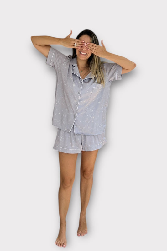 Pijama Short Camisa Manga Corta Lluvia de Estrellas