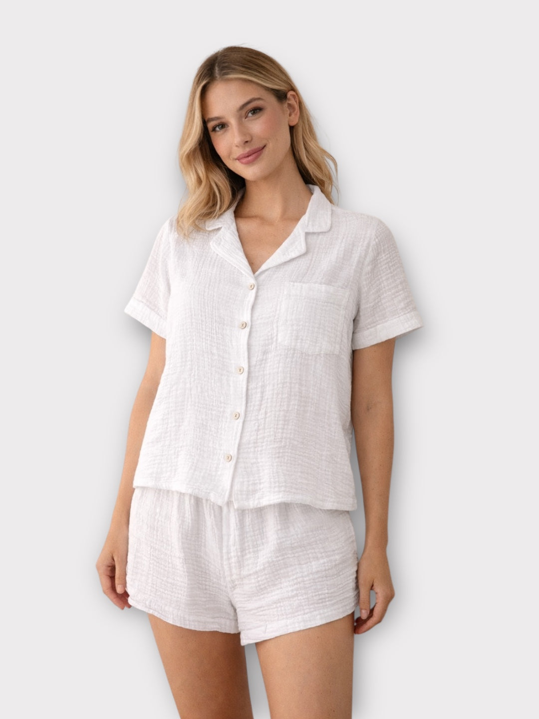 Short Camisa Manga Corta Blanco Nube