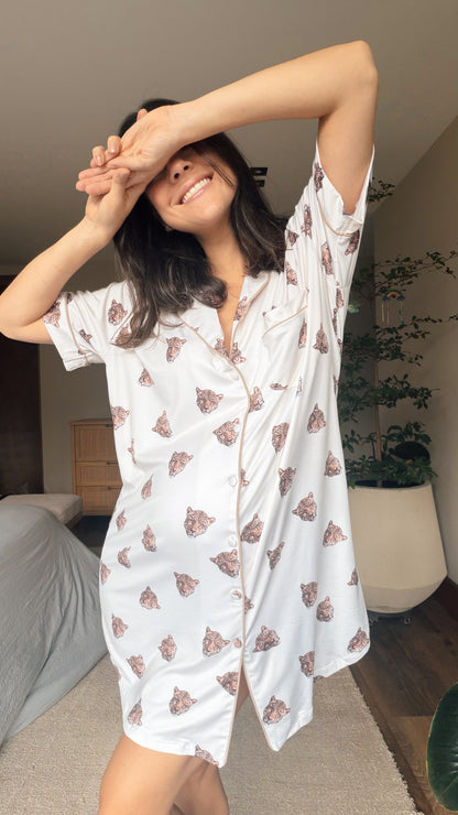 Pijama Camisero Cara de Leopardo