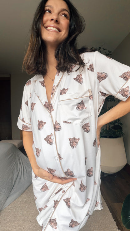 Pijama Camisero Cara de Leopardo