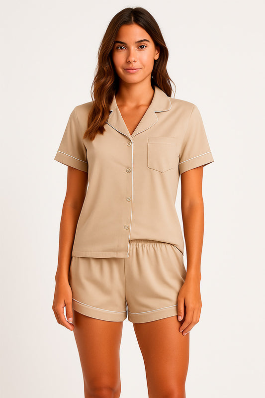 Pijama Camel Short Camisa Manga Corta